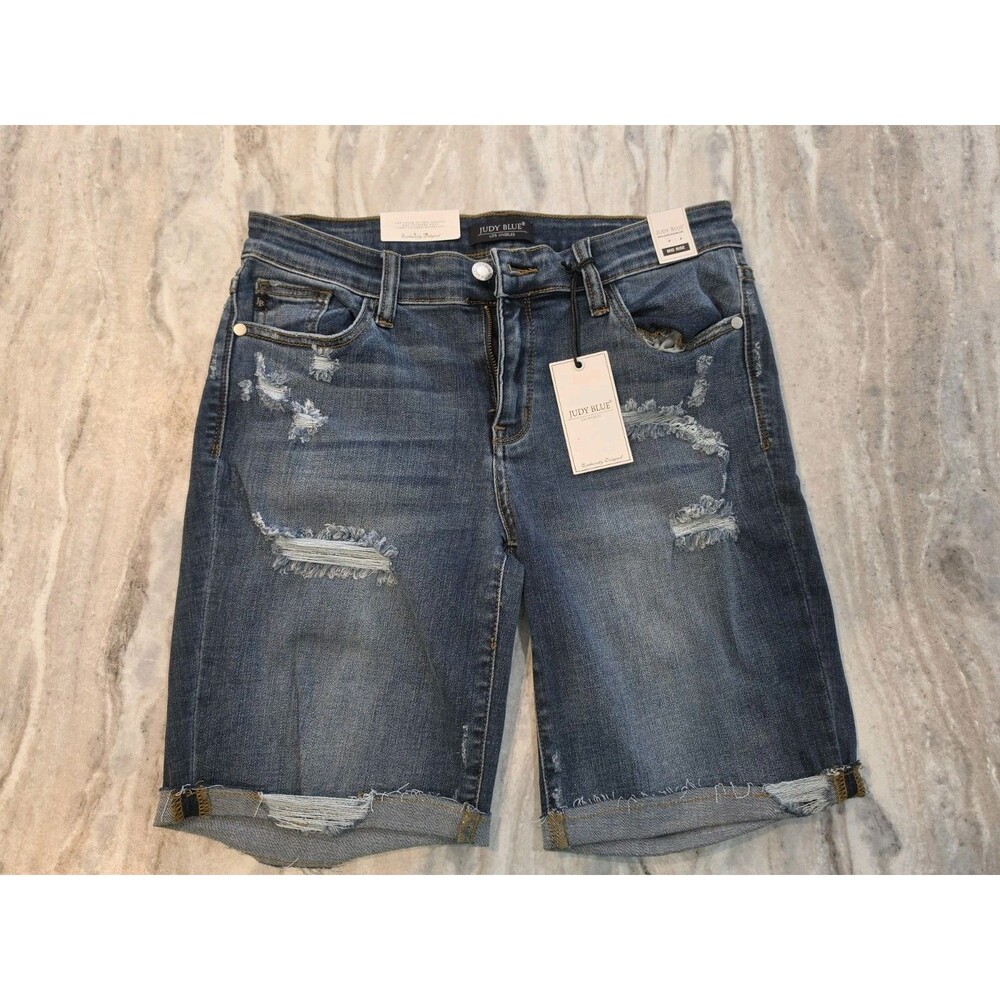 Judy Blue Women's Distressed Denim Shorts - Medium